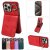 Card Slots Kickstand Litchi Texture Leather Phone Case Red