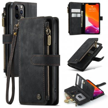 CaseMe iPhone 12/12 Pro Wallet Kickstand Retro Case Black