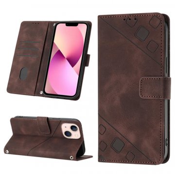 Skin-friendly iPhone 13 Mini Wallet Stand Case with Wrist Strap Coffee