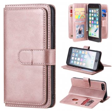 iPhone 7 Plus/8 Plus Multi-function 10 Card Slots Wallet Case Rose Gold