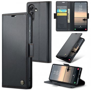 CaseMe Samsung Galaxy S23 FE Wallet RFID Blocking Magnetic Buckle Case Black