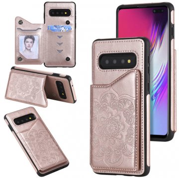 Samsung Galaxy S10 5G Embossed Wallet Magnetic Stand Case Rose Gold