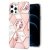 iPhone 12 Pro Flower Pattern Marble Electroplating TPU Case Pink