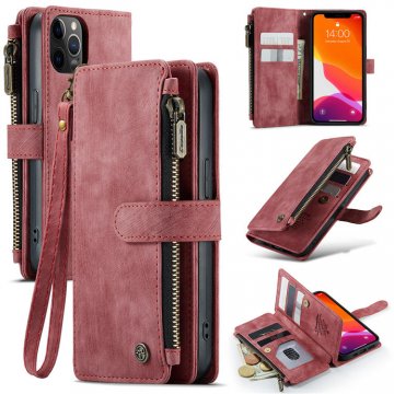 CaseMe iPhone 12/12 Pro Wallet Kickstand Retro Case Red