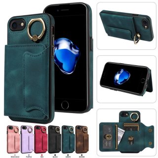 For iPhone 7/8/SE 2020/SE 2022 Card Holder Ring Kickstand Case Green