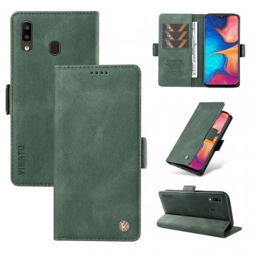 YIKATU Samsung Galaxy A20/A30 Skin-touch Wallet Kickstand Case Green