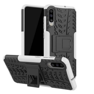 Samsung Galaxy A50 Hybrid Rugged PC + TPU Kickstand Case White