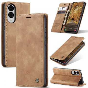 CaseMe Samsung Galaxy S25 Edge Wallet Magnetic Suede Leather Case Brown