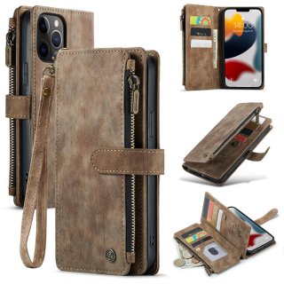 CaseMe iPhone 12 Pro Max Wallet Kickstand Retro Case Coffee