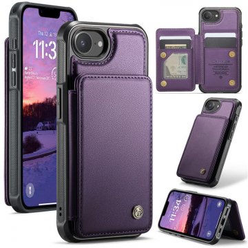 CaseMe iPhone 16e RFID Blocking Card Holder Kickstand Case Purple