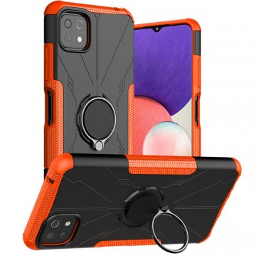 Samsung Galaxy A22 5G Hybrid Rugged Ring Kickstand Case Orange