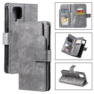 Samsung Galaxy A12 5G Wallet 9 Card Slots Magnetic Case Gray