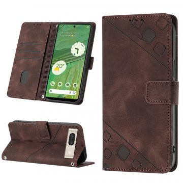 Skin-friendly Google Pixel 7 Wallet Stand Case with Wrist Strap Coffee