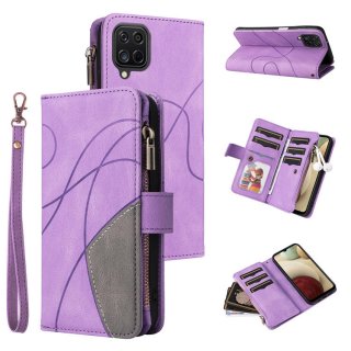 Samsung Galaxy A12 5G Zipper Wallet Magnetic Stand Case Purple