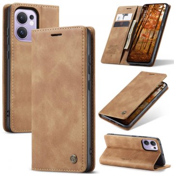 CaseMe OPPO Reno13 F 4G/5G Wallet Magnetic Suede Leather Case Brown