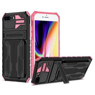 iPhone 7 Plus/8 Plus Card Slot Kickstand Shockproof Case Pink