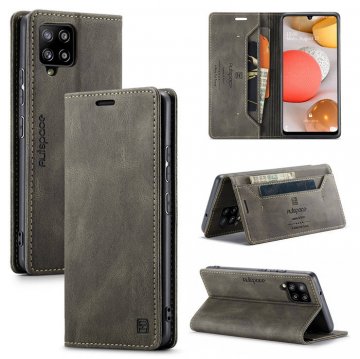 Autspace Samsung Galaxy A42 5G Wallet Kickstand Magnetic Case Coffee