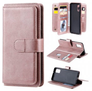Samsung Galaxy A41 Multi-function 10 Card Slots Wallet Case Rose Gold