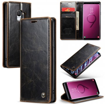 CaseMe Samsung Galaxy S9 Wallet Kickstand Magnetic Case Coffee