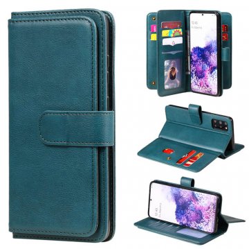 Samsung Galaxy S20 Plus Multi-function 10 Card Slots Wallet Case Dark Green