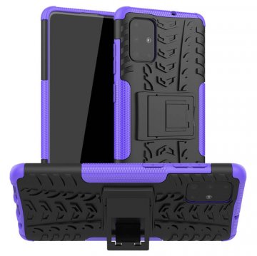 Samsung Galaxy A71 Hybrid Rugged PC + TPU Kickstand Case Purple