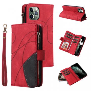 iPhone 11 Pro Zipper Wallet Magnetic Stand Case Red