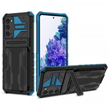 Samsung Galaxy S20 FE Card Slot Kickstand Shockproof Case Blue