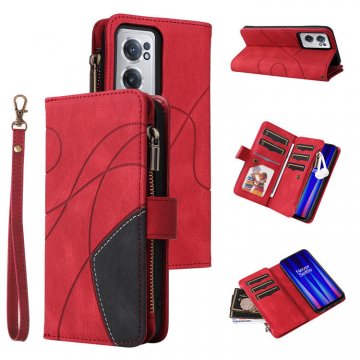 OnePlus Nord CE 2 5G Zipper Wallet Magnetic Stand Case Red
