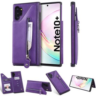 Samsung Galaxy Note 10 Plus Card Slots Magnetic Shockproof Cover Purple