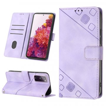 Skin-friendly Samsung Galaxy S20 FE Wallet Stand Case with Wrist Strap Purple