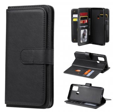 Samsung Galaxy A21S Multi-function 10 Card Slots Wallet Case Black