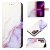 Marble Pattern Samsung Galaxy S22 Ultra Wallet Case White Purple