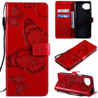 Motorola Moto G 5G Plus Embossed Butterfly Wallet Magnetic Stand Case Red