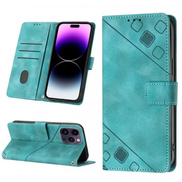 Skin-friendly iPhone 14 Pro Wallet Stand Case with Wrist Strap Green