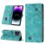 Skin-friendly iPhone 14 Pro Max Wallet Stand Case with Wrist Strap Green