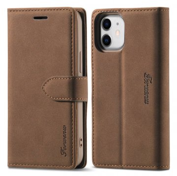 Forwenw iPhone 12 Mini Wallet Magnetic Kickstand Case Brown