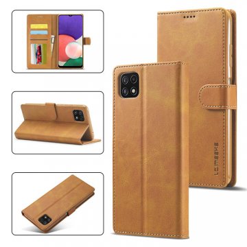 LC.IMEEKE Samsung Galaxy A22 5G Wallet Magnetic Stand Case Brown