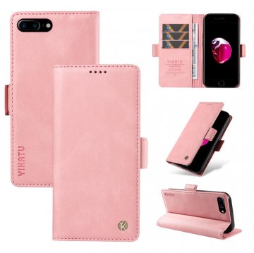 YIKATU iPhone 7 Plus/8 Plus Skin-touch Wallet Kickstand Case Pink