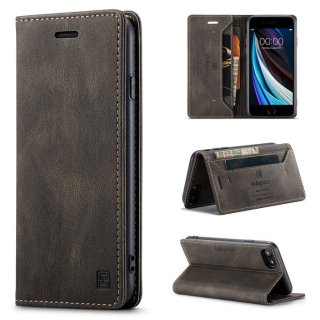 Autspace iPhone 7/8/SE 2020 Wallet Kickstand Magnetic Shockproof Case Coffee