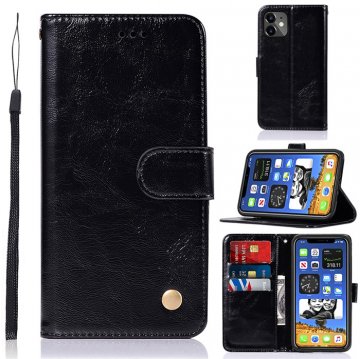 iPhone 12 Mini Premium Vintage Wallet Kickstand Case Black