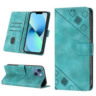 Skin-friendly iPhone 14 Plus Wallet Stand Case with Wrist Strap Green