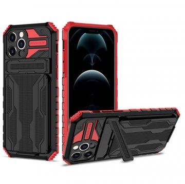iPhone 12 Pro Max Card Slot Kickstand Shockproof Case Red
