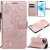 iPhone 12 Pro Embossed Butterfly Wallet Magnetic Stand Case Rose Gold