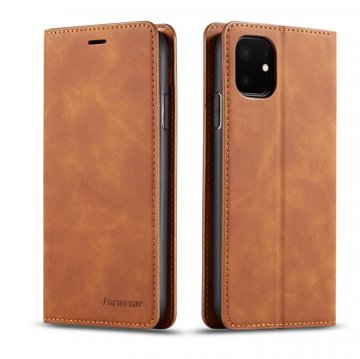 Forwenw iPhone 11 Wallet Kickstand Magnetic Shockproof Case Brown