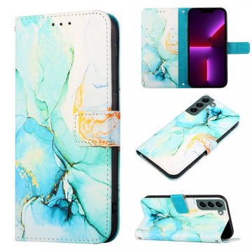 Marble Pattern Samsung Galaxy S22 Wallet Case Green