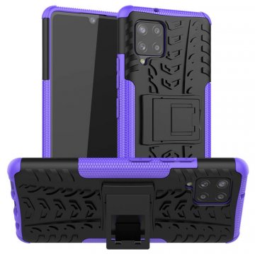 Samsung Galaxy A42 5G Hybrid Rugged PC + TPU Kickstand Case Purple