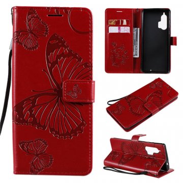 Motorola Edge Plus Embossed Butterfly Wallet Magnetic Stand Case Red