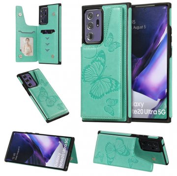 Samsung Galaxy Note 20 Ultra Luxury Butterfly Magnetic Card Slots Stand Case Green