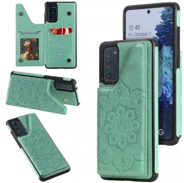 Samsung Galaxy S20 FE Embossed Wallet Magnetic Stand Case Green