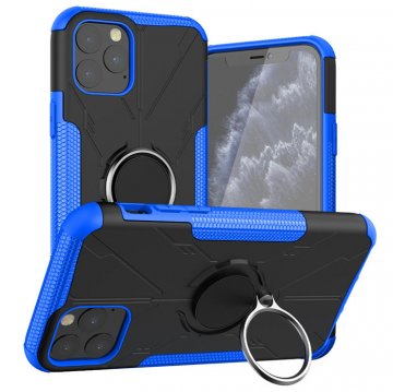 iPhone 11 Pro Max Hybrid Rugged PC + TPU Ring Kickstand Case Blue